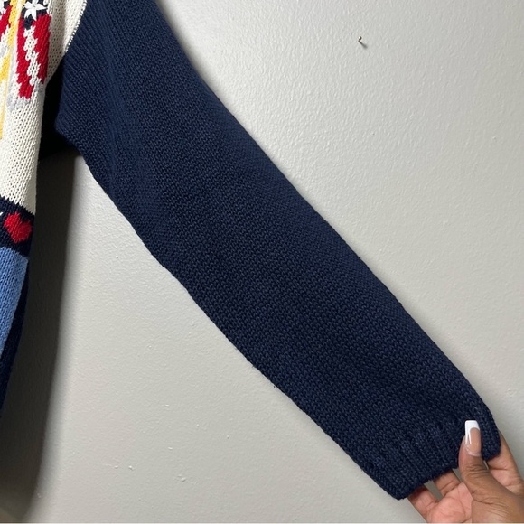 Vintage 90s‎ School Teacher Cardigan Sweater Medium Oversized Blue American Bear - Picture 5 of 12